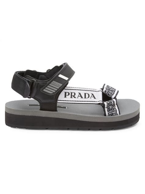 prada logo platform sport sandals|Prada denim sandals.